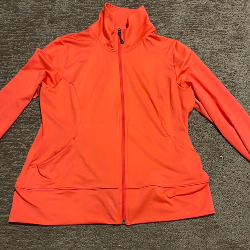 pink-orange athletic jacket